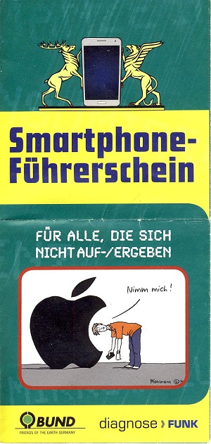 Der Flyer zum Smartphone-Führerschein mit einer Karikatur zum Thema digitale Medien. 