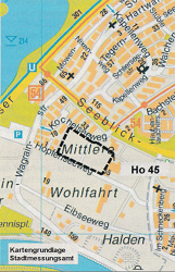 Karte des Baugebiet Mittlere Wohlfahrt. 
